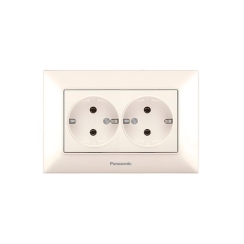 Двоен контакт шуко Panasonic Arkedia Slim, бежов/крем