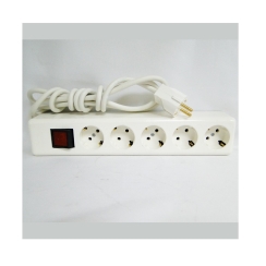 Разклонител шуко с ключ Н. Киров, 5 гнезда, кабел 2m, бял