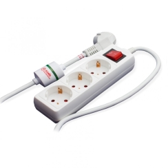 Разклонител със защита и ключ Sono X/3, 3 гнезда, кабел 3m, 12A