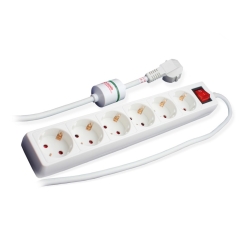 Разклонител със защита и ключ Sono KX/6, 6 гнезда, кабел 1.5m, 12A