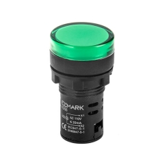 LED индикатор Elmark AD56D-22-PG-24, Ф22mm, 24V AC/DC, зелен