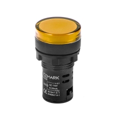 LED индикатор Elmark AD56D-22-Y-24, Ф22mm, 24V AC/DC, жълт