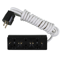 Разклонител шуко Н. Киров, 3 гнезда, 2.0m, черен