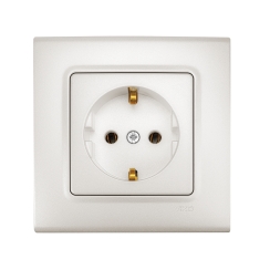 Единичен контакт шуко Viko Linnera Life, 2P+E, перлено бяло