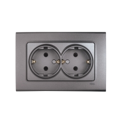 Двоен контакт шуко Viko Linnera Life, гранитено сиво