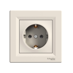 Контакт шуко Schneider Asfora, бежов/крем