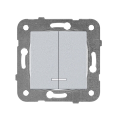 Механизъм светещ двоен ключ сх. 5 Panasonic Karre Plus, светло сив