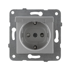 Механизъм контакт шуко с капак и защита Panasonic Karre Plus, тъмно сив-антрацит