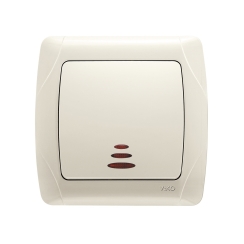 Единичен ключ сх. 1 светещ Viko Carmen, бежов/крем