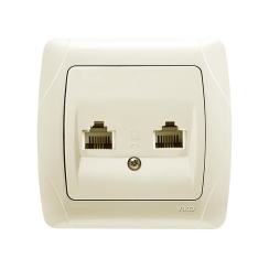 Интернет/LAN розетка 2x CAT5e Viko Carmen, бежов/крем