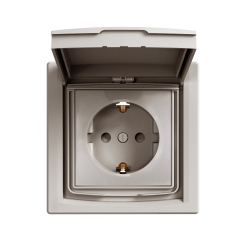 Контакт шуко с капак и защита Schneider Asfora, бронз, IP44