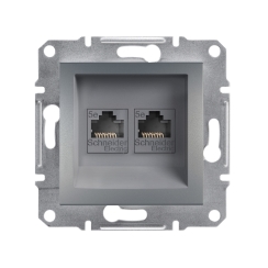 Механизъм LAN розетка RJ45 2xCAT5e Schneider Asfora, стомана