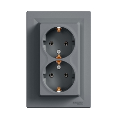 Двоен контакт шуко Schneider Asfora, стомана