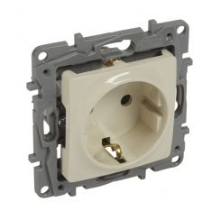Механизъм единичен контакт шуко с детска защита Legrand Niloé, бежов/крем