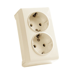 Двоен контакт шуко за външен монтаж Viko Vera, бежов/крем