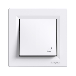 Бутон със символ звънец Schneider Asfora, бял