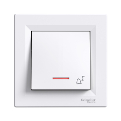 Светещ бутон със символ звънец Schneider Asfora, бял