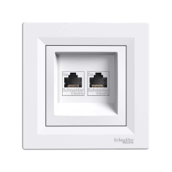 Компютърна розетка RJ45 2xCAT5e FUTP Schneider Asfora, бяла