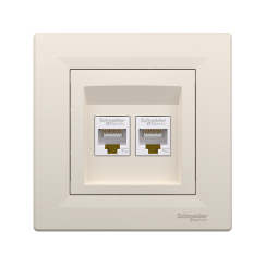 Компютърна розетка RJ45 2xCAT5e Schneider Asfora, бежов/крем