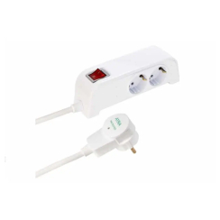 Разклонител Atra със защита и ключ, 5x шуко, 1.5m, бял