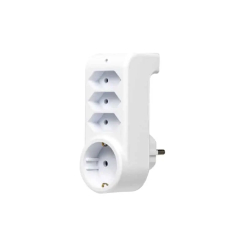 Адаптер Atra със защита, 1x шуко, 3x евро, бял