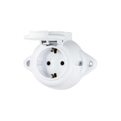 Единичен контакт шуко Atra Ретро, IP44, бял