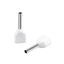 Двоен кабелен накрайник Tosun, изолиран, за кабел 2x0.5mm, 8mm, бял, 100бр