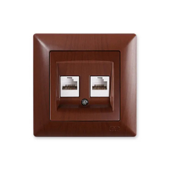 Компютърна розетка RJ45 2xCAT5e Gunsan Visage, орех