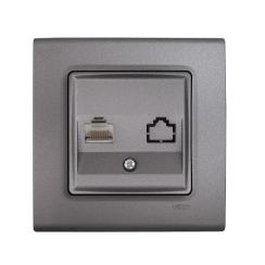 Компютърна розетка RJ45 CAT5e Viko Linnera Life, гранитено сиво