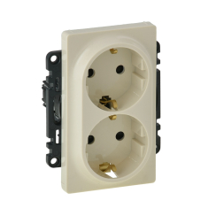 Механизъм двоен контакт шуко с детска защита Legrand Valena Life, бежов/крем