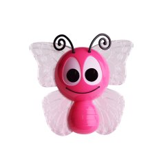 Детска нощна лампа тип пеперуда, за контакт, 1W, RGB, розова