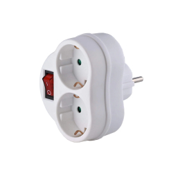 Адаптор за контакт Мелоплам, 2 гнезда, с ключ, бял