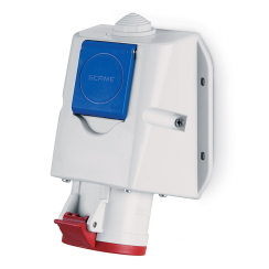 Индустриален комбиниран контакт Scame Optima Combi, евро+шуко, 16A, 3P+N+E