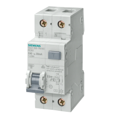Комбиниран АП+ДТЗ Siemens 5SU1, 1P+N, 6A, 6kA, 30mA крива С, тип AC