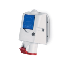 Индустриален комбиниран контакт Scame Optima Combi, евро+шуко, 32A, 3P+N+E