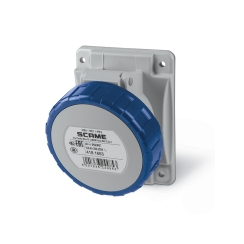 Индустриален контакт за панелен монтаж, наклонен Scame Optima, 32A, 2P+E, IP66