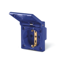 Единичен контакт шуко с капак за панелен монтаж Scame Domo, 50x60mm, детска защита