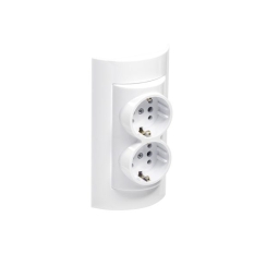 Двоен контакт шуко Atra, външен, бял