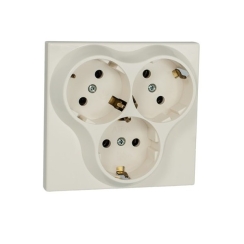 Троен контакт шуко Atra Класик 4, бежов/крем