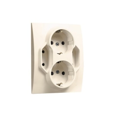 Четворен контакт шуко Atra Каре 2, бежов/крем