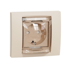 Единичен контакт шуко с капак Schneider New Unica, детс. защита, сл. кост