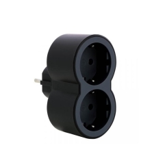 Адаптер за контакт Legrand, 2x шуко, черен