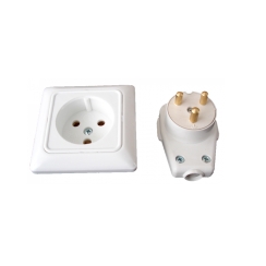 Усилен контакт и щепсел за печка/фурна, 25A, бял