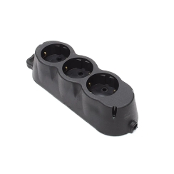 Разклонител шуко Технил, гумиран, 3 гнезда, без кабел, черен