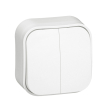 Двоен ключ 10A за открит монтаж Legrand Forix, бял