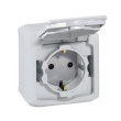 Единичен контакт шуко с капак за открит монтаж Legrand Forix IP44, сив